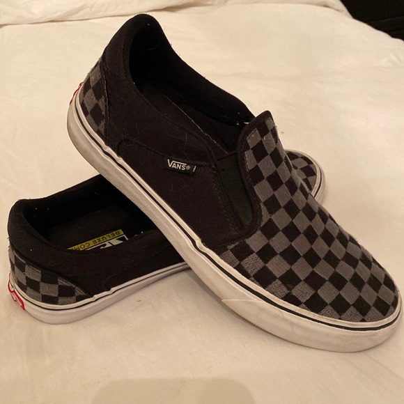 silver checkered vans